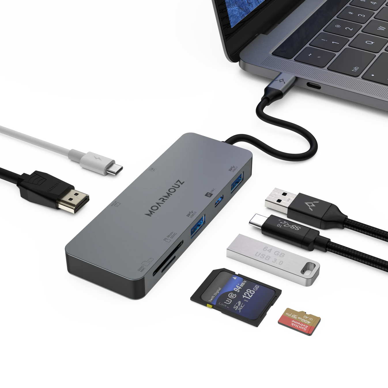 Type C (USBC) 7 in 1 Hub HDMI Micro SD PD Charge USB C Data