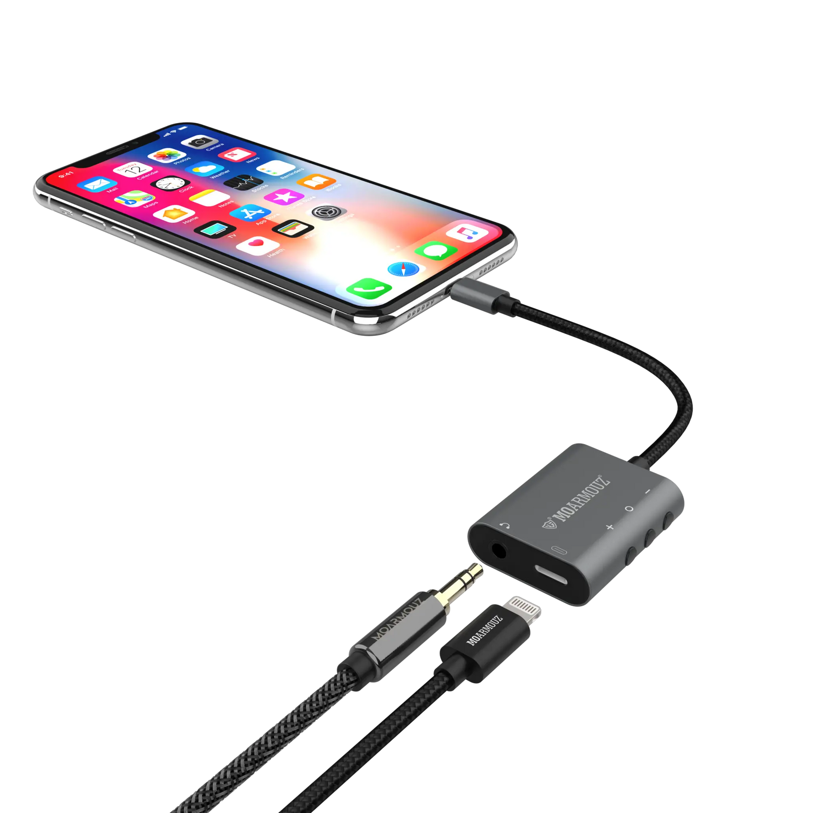 Lightning to 3.5mm Headphone Adapter with charging and music support